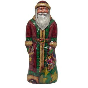 Vintage Santa Claus Tin Figurine Candy Dish 12" Tall Christmas Holiday Decor Y2K
